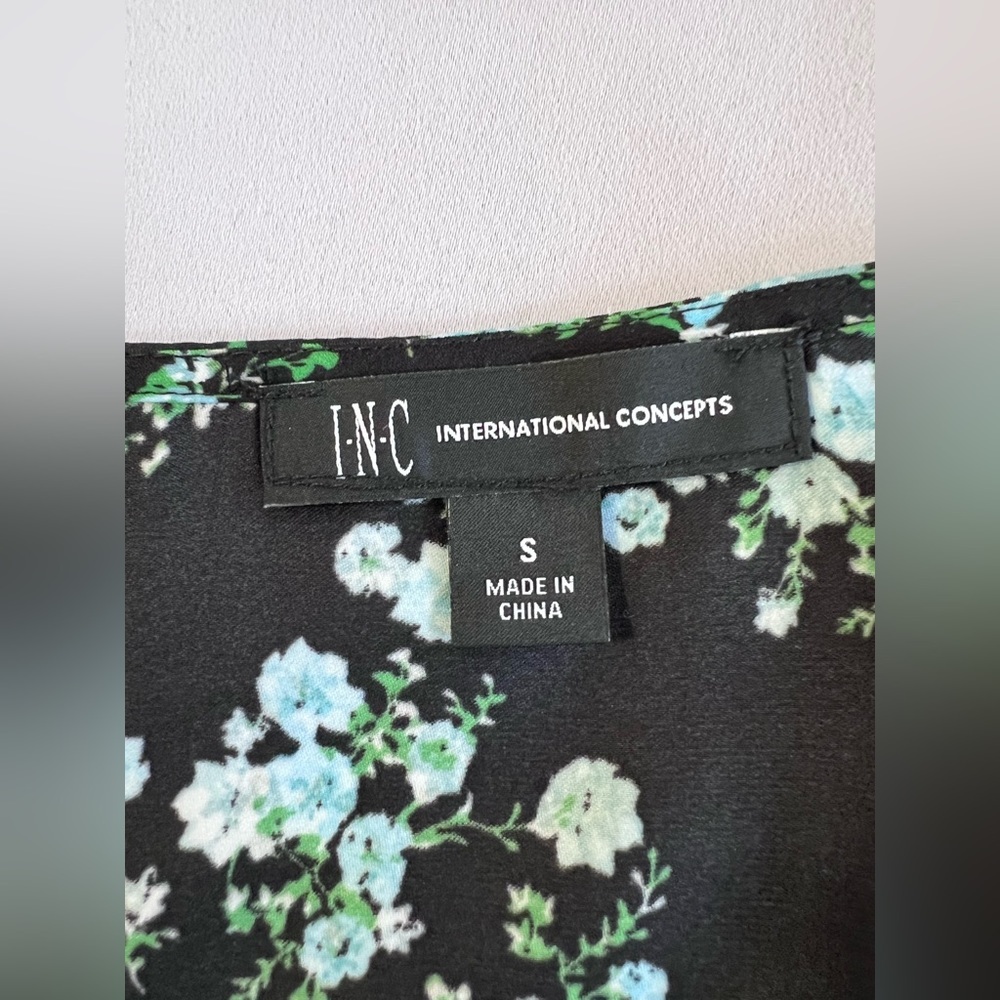 INC‎ International Concepts Womens Printed Wrap Blouse, Black,sz Small - Picture 4 of 11